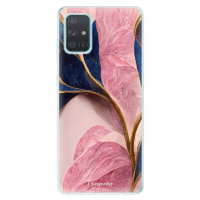 Odolné silikónové puzdro iSaprio - Pink Blue Leaves - Samsung Galaxy A71