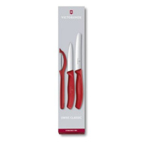 Victorinox súprava 2 ks nožov a škrabka Swiss Classic plast červený