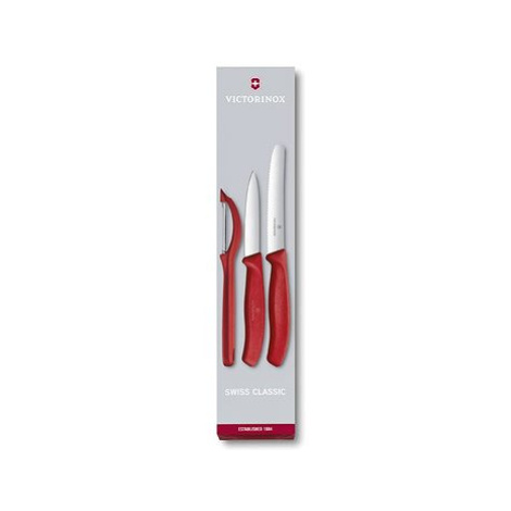 Victorinox súprava 2 ks nožov a škrabka Swiss Classic plast červený