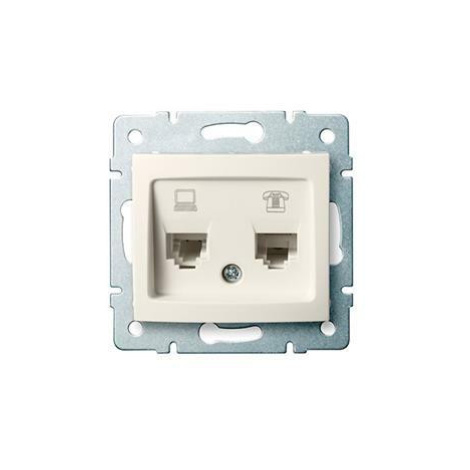 DOMO Zásuvka dátová-telefónna, (RJ45Cat 5e+RJ11) Krémová