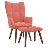 Relaxačné kreslo so stoličkou ružové zamat, 328066