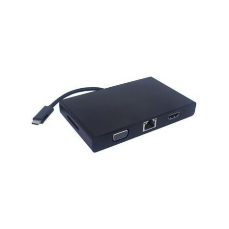 PremiumCord Prevodník USB-C na RJ45, HDMI, VGA, USB3.0, SD, audio, PD charge