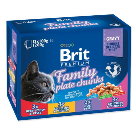 Kapsička Brit Premium Cat Family Plate v omáčke Multi 1200g (12x100g)