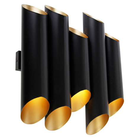 Nástenná lampa čierna so zlatým interiérom 10 svetiel - Whistle QAZQA