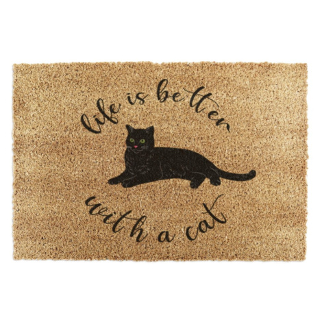 Rohožka z kokosového vlákna 60x90 cm Life Is Better With a Cat – Artsy Doormats