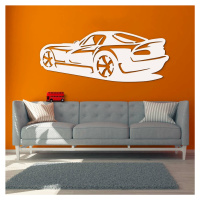 Drevená dekorácia na stenu - Auto Dodge Viper, Biela