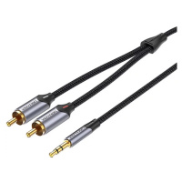 Kábel 2xRCA cable (Cinch) jack to 3.5mm Vention BCNBK 8m (grey)