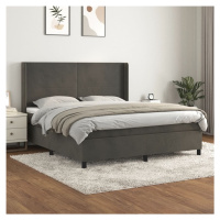 vidaXL Posteľný rám boxspring s matracom tmavosivý 180x200 cm zamat