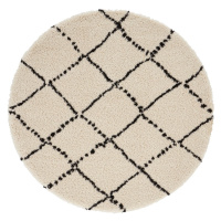 Béžovo-čierny koberec Mint Rugs Hash, ⌀ 120 cm