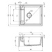 Deante Magnetic, granitový drez na dosku 560x500x219 mm, 3,5" + priestorovo úsporný sifón, 1-kom
