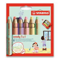 Pastelky Stabilo Woody 3v1, 6 ks