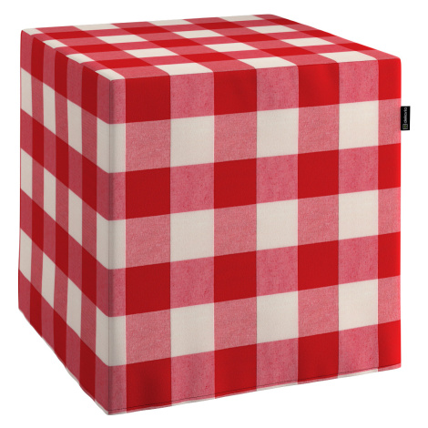 Dekoria Poťah na taburetku,kocka, červeno-biele veľké káro, 40 x 40 x 40 cm, Quadro, 136-18