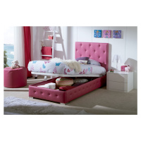 Estila Moderná štýlová posteľ Raquel s ružovým koženým poťahom s chesterfield prešívaním a s úlo