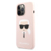 Silikónové puzdro Karl Lagerfeld na Apple iPhone 13 mini KLHCP13SSLKHPI Liquid Karl Head ružové