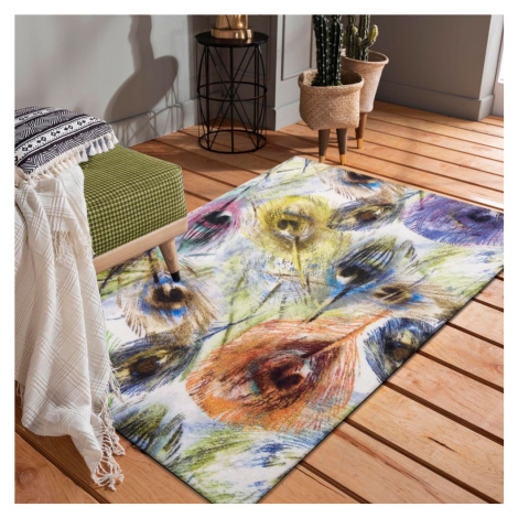 domtextilu.sk Fenomenálny farebný koberec s motívom pávích pierok 40981-187468  200 x 290 cm kré