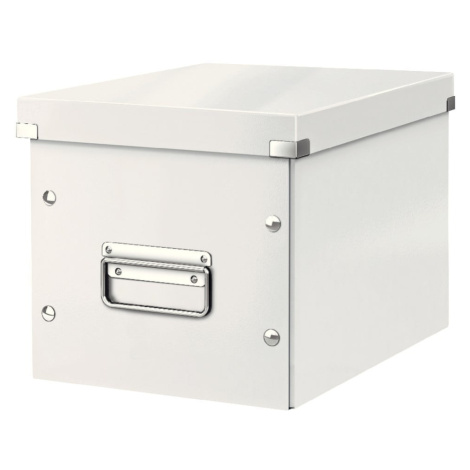Biely kartónový úložný box s vekom 26x26x24 cm Click&Store – Leitz