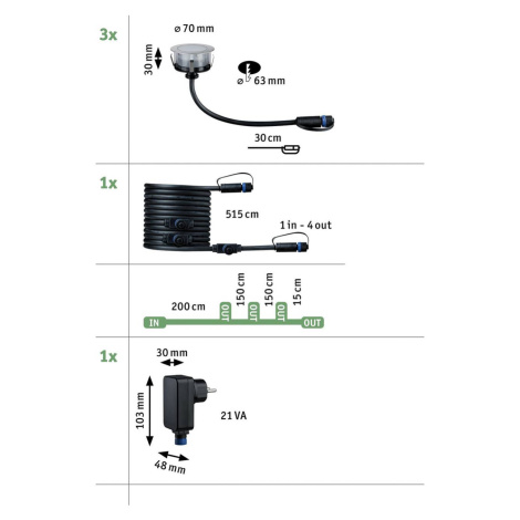 Paulmann Plug & Shine LED vstavané svetlo 2W sada 3