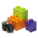 LEGO® úložné boxy Multi-Pack 4 ks - fialová, čierna, oranžová, zelená