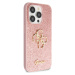 Guess PU Fixed Glitter 4G Metal Logo Zadný Kryt pre iPhone 15 Pro Pink