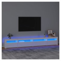 vidaXL TV skrinka s LED svetlami lesklá biela 270x35x40 cm