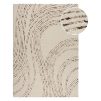 Hnedo-krémový vlnený koberec 80x150 cm Abstract Swirl – Flair Rugs