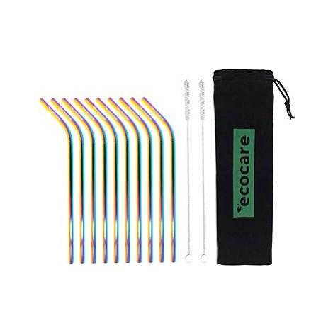 ECOCARE Kovové slamky Set Rainbow Bent 10 ks