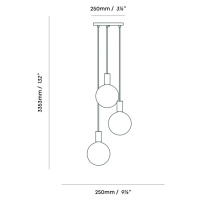 Závesné svietidlo Tala Triple Pendant round, E27 opál, biela/grafit