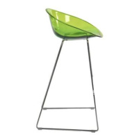 PEDRALI - Vysoká barová stolička GLISS 906 DS s chrómovým podstavcom - transparentná zelená