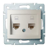 DOMO Dvojitá dátová zásuvka , nezávislá (2xRJ45Cat 6 Jack) Perleťová biela