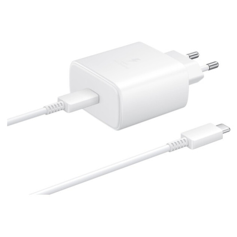 EP-TA845EWE + EP-DW767JWE Samsung 45W Cestovná nabíjačka + USB-C/USB-C Dátový Kábel White (OOB B