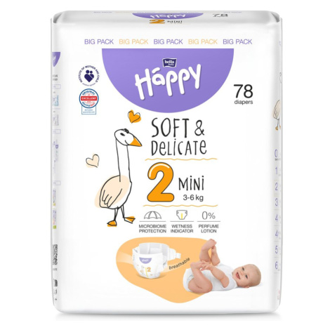 BELLA HAPPY Baby Plienky jednorazové Mini 3-6 kg Big Pack 78 ks