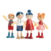 Drevená rodina 4 postavičky Doll Family Tender Leaf Toys s pohyblivými rukami a nohami