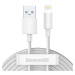 Kábel Baseus Simple Wisdom Data Cable Kit USB to Lightning 2.4A (2PCS/Set) 1.5m White (695315623