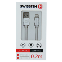 Kábel USB/Lightning (8 pin) Swissten 3.0A 0,2 m strieborný