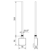 Mexen FA-05W, elektrická vykurovacia tyč 300 W, čierna, W958-0300-70