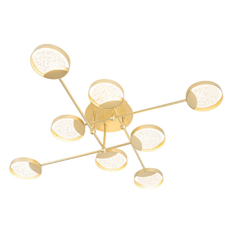 Stropné svietidlo zlaté vrátane LED 3-stupňových stmievateľných 8 svetiel - Patrick QAZQA