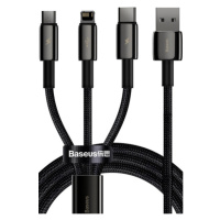 Baseus Tungsten 3v1 CAMLTWJ-01, USB-A na USB-C/Lightning/MicroUSB, 1.5m, čierny