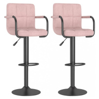 Barová stolička 2 ks zamat / kov Dekorhome Ružová,Barová stolička 2 ks zamat / kov Dekorhome Ruž