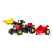 Šlapací traktor s prívesom a lyžicou Rolly Toys 023127 červený