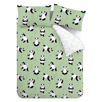 Zelené detské obliečky na dvojlôžko 200x200 cm Panda Paws – Catherine Lansfield