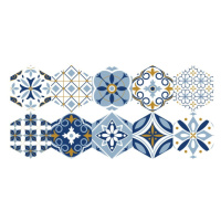 Súprava 10 samolepiek na podlahu Ambiance Hexagons Jelilna, 20 × 18 cm