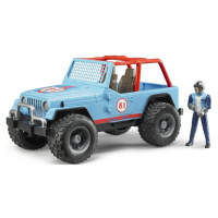 Bruder 2541 Jeep Wrangler Cross Country modrý s figúrkou jazdca