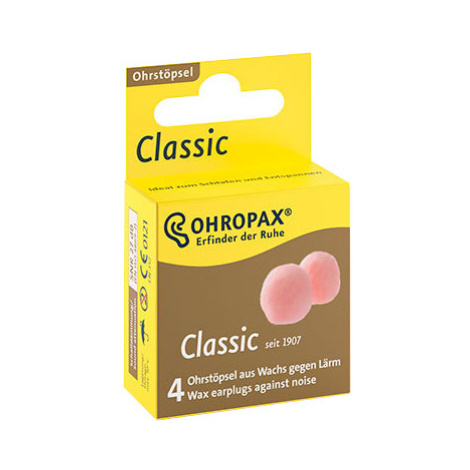 OHROPAX Classic Ušné vložky voskové, jednorazové, v krabičke 4 ks