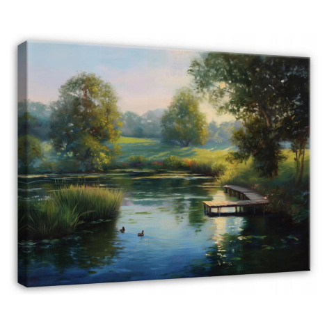 Wallarena TLAČ NA PLÁTNE Lake Forest Green 120x80 cm