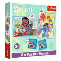 Trefl Sada 3v1 Lilo&Stitch: Šťastný deň (2x puzzle + pexeso)