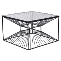 Estila Industriálny štvorcový konferenčný stolík Esme s podstavou s káblovým dizajnom a skleneno