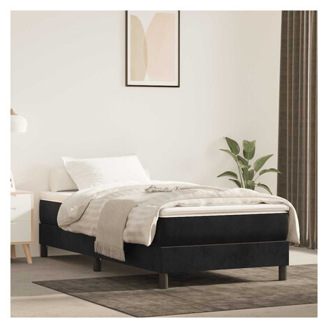 vidaXL Matrac s taštičkovými pružinami stredná tvrdosť čierny 80x210x20 cm zamat