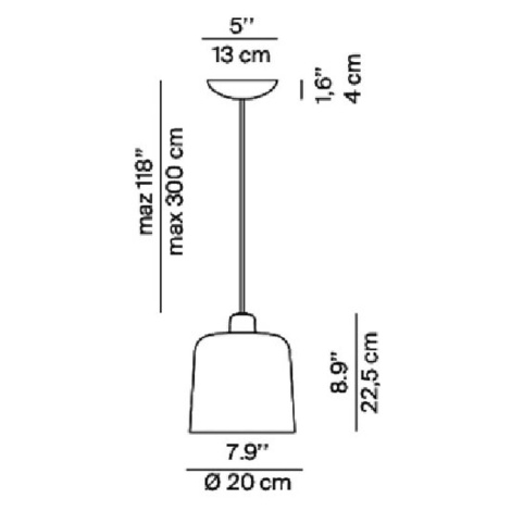 Závesné svetlo Luceplan Zile čierne matné, Ø 20 cm