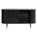 Čierna nízka komoda v dekore duba 140x76 cm Nola – Unique Furniture