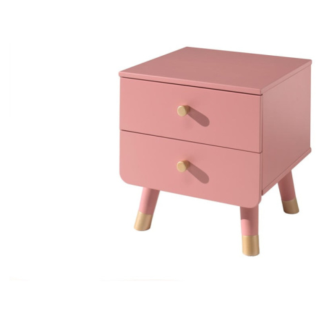 Ružový detský nočný stolík z borovicového dreva Vipack Billy